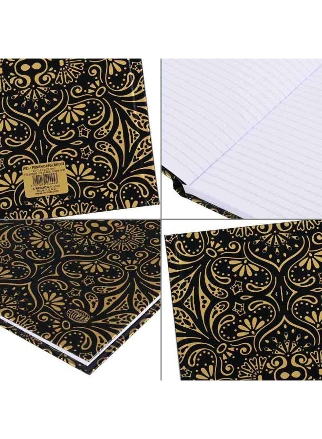 FIS® Notebook Hard Cover, A5 Size(14.8x21cm), 2 Quire, 192 Pages, 96 Sheets, Single Line Ruling, Golden/Black, Packet of 5 Pieces, Design 3-FSNBHCA5GLBKD03 - Image 3